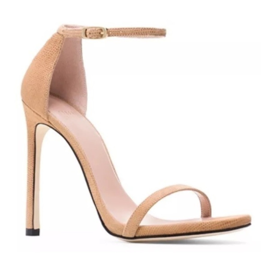 Stuart Weitzman nudist Tan leather ankle Strap Heels 8